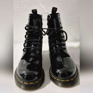 Dr Martens Black Patent Leather Ankle Lace-Up Boots